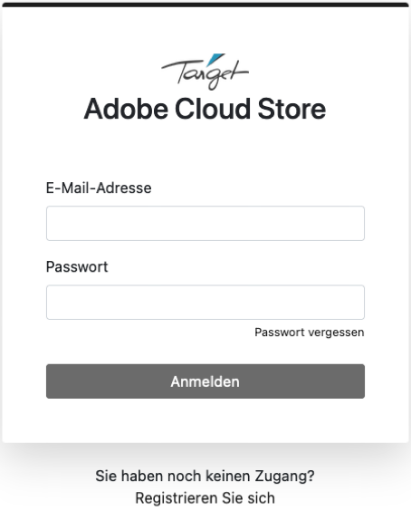 Anmeldung Adobe Cloud Store